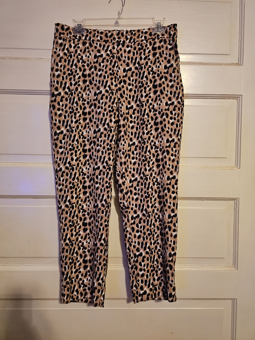 Banana Republic Hayden Tapered Ankle Pants Leopard Print 12 Petite